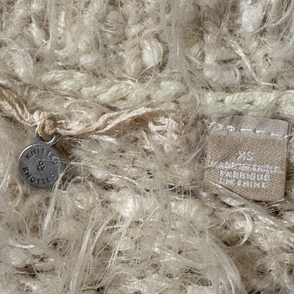 EXCELLENT Anthropologie Knitted & Knotted Ivory Fuzzy Snowfrost Sweater XS - Picture 6 of 12